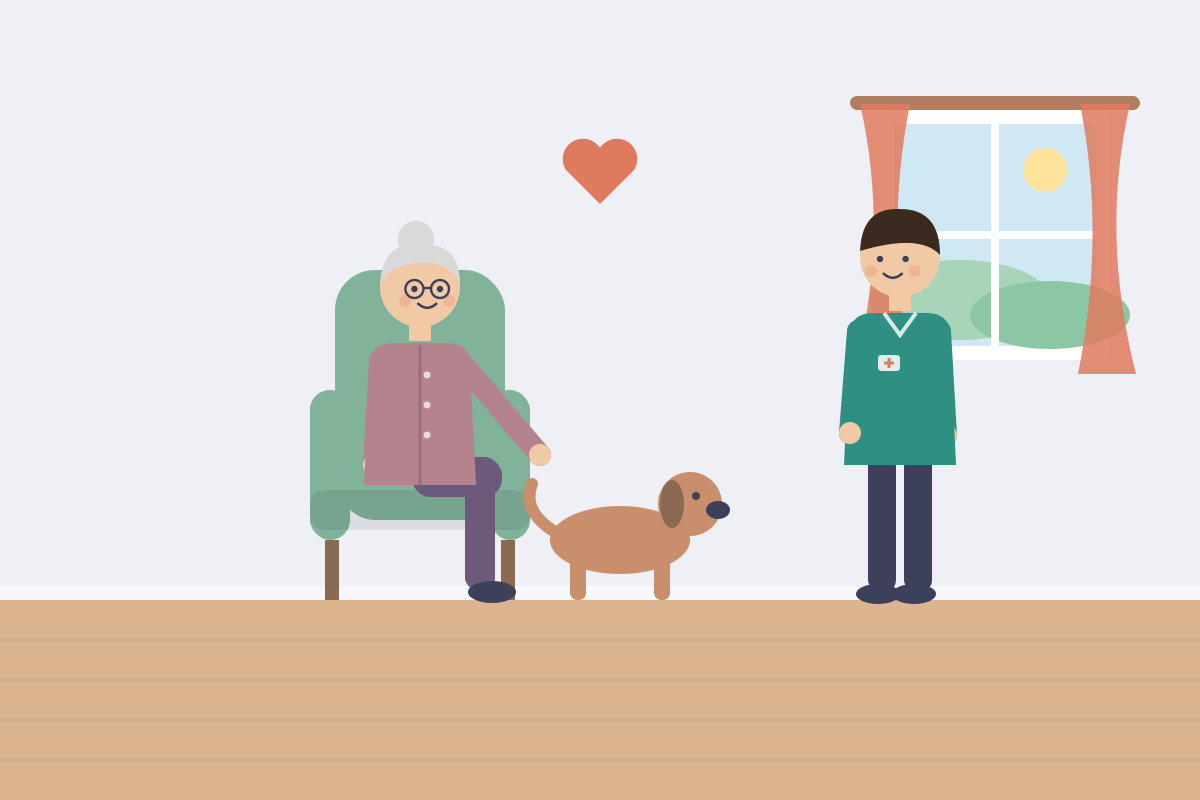Seniorka głaszcze psa, obok terapeuta